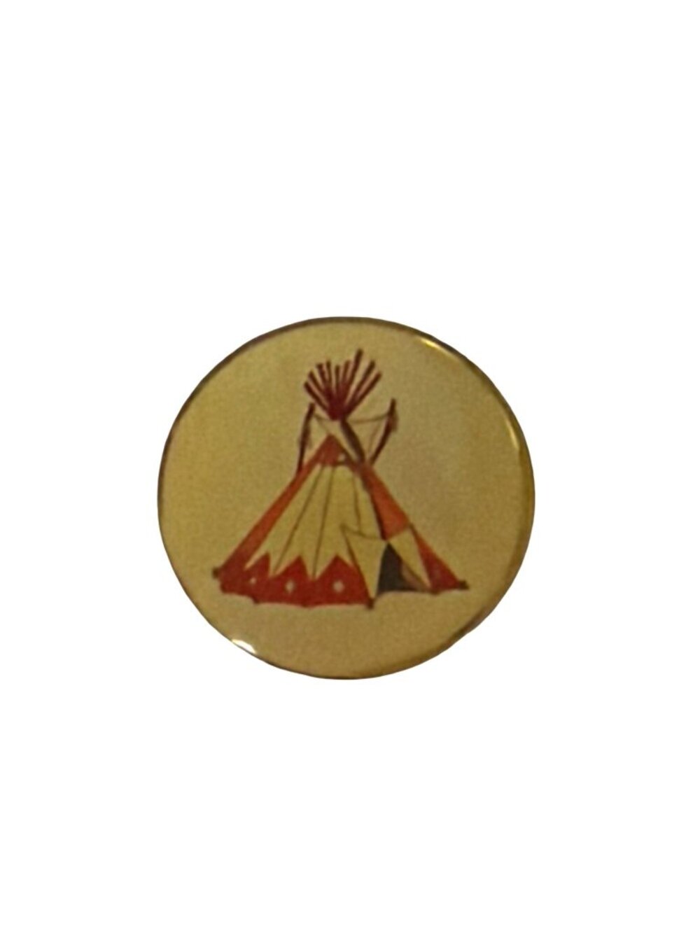 Vintage Teepee Pin Button Native American Tent Camp Badge Brooch